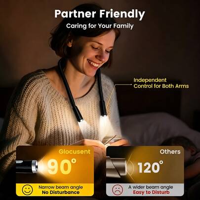 مصباح قراءة LED للرقبة بدون استخدام اليدين مع شحن USB Type-C، خفيف الوزن وقابل للحمل، مصباح معلق على الرقبة محمول، مصباح قابل للثني وقابل لإعادة الشحن عبر USB، متين ومتعدد الاستخدامات، للقراءة والعمل والجري والحياكة والإصلاح