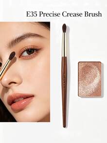 FLUFFIN 1 Stück E35 Präzisions-Faltenpinsel aus Rosshaar, kleiner Falten-Blending-Make-up-Pinsel, hochwertig, Rosenholz mit Kupferrohr - Rotbraun - Übersicht 1