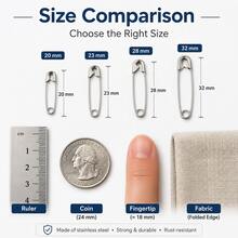 Silver Stainless Steel Safety Pins, 4 Size Options, Multi-Purpose Clothing Fixing Pins For Sewing DIY Craft - Silver - View 7