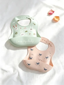1/2 peças Babas de Silicone para Bebé - Macias, Ajustáveis, Resistentes a Fervura, Portáteis, Design de Animal de Desenho Animado, Adequadas para Uso Diário, Passeios e Alimentação - Multicolorido - Ver 11