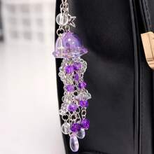 Jellyfish Keychain - Colorful Beaded Keychains. Delicate Jellyfish Keychain. - Purple - View 2