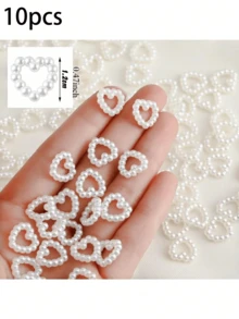 10/100/200pcs Pearl Heart-Shaped Table Scatter Decorations, Plastic Faux Pearl Wedding Table Decor, DIY Craft Nail Art Decoration, Suitable For Wedding Party Cake, Size: 0.47 Inches - Multicolor - View 12
