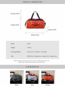 New Colorblock Fabric Travel Bag, Fashionable Patchwork Design Eye-Catching And Versatile, Lightweight Durable And Energetic. Large Capacity Space Can Easily Store Clothes, Shoes, Toiletries, Sports Equipment And Other Personal Items, Supports Hand-Carry, Shoulder, Crossbody Multiple Carrying Methods. Suitable For Fitness Sports, Short Trips, Weekend Outings, Business Trips, Campus Commuting And Other Multiple Scenarios. - Multicolor - View 12