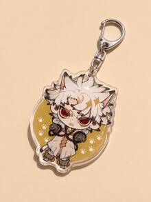 1/5pcs GACHIAKUTA Anime Character Acrylic Keychain, Cat Zanka Nijiku/Rudo/Enjin/Riyo/Jabber Japanese Text Bag Charm, Cute Keychain Accessory - Style B - View 7