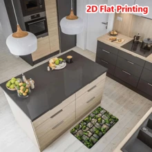 1/2/3pcs Set Stone Pattern 2D Flat Print Kitchen Rug, Stone Pattern 2D Flat Print Non-Slip Bottom Comfortable Floor Mat, Suitable For Entryway, Hallway, Kitchen, Machine Washable, Easy To Clean, Home Decor, Entryway Decor, Bathroom Decor, Kitchen Rug - Green - View 6