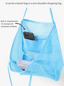 Bolso de malla, bolso de hombro plegable informal para mujer, bolso de picnic, impermeable, plegable, bolso esencial, bolso de compras multifuncional. - Neón/Fluorescente - Ver 8
