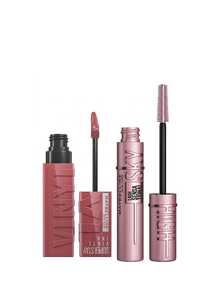 Maybelline [彩妝組合] Super Stay Vinyl Ink 長效液態唇膏+LASH SENSATIONAL SKY HIGH 可洗式纖長睫毛膏 Cheeky+深黑色 0.14oz/4.2ml+0.24oz/7.2ml - 厚臉皮+非常黑 - 查看 2