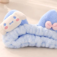MINISO Sanrio Cinnamoroll Blue Plush Spa Headband Cute Soft Face Washing Makeup Hairband For Skincare Beauty Routine - Blue - View 4