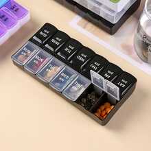 1PC Double Row 14-Compartment Pill Box; Portable Weekly Medication Storage Box; Sealed Moisture-Proof, Easy Open And Close, Compact And Portable; Visible Body, Daily Reminder To Take Medicine; Random Color - 1pc - View 10