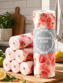 20pcs/Roll Blueberry Print Kitchen Dish Cloths, Washable Reusable Oil-Absorbent Lint-Free Quick-Dry Non-Stick, Suitable For Kitchen, Dorm, BBQ, Picnic, Camping, RV, Hiking And Road Trip, Essential For Summer Outdoor Travel - Multicolor - View 7
