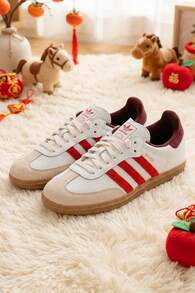 Adidas Originals SAMBA OG男女鞋休閒鞋戶外日常運動鞋慢跑鞋JI3201 - 亮白/淺猩紅/暗紅 - 查看 4