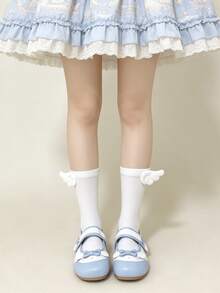 1/5 Pairs Summer Thin Minimalist 3D Wing Design Mid-Calf Socks - Multicolor - View 9