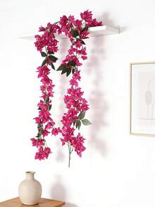 2pcs Artificial Flowers, Artificial Bougainvillea, Artificial Triangle Plum Vine, Suitable For Outdoor Decoration, Courtyard Decor,Garden Decor,Corridor Decor,Table Center Decor,Birthday Gift, Spring/Summer Decor, Home/Party/Bedroom/Balcony Decor - Hot Pink - View 6