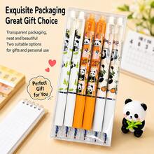 1/6pcs Panda Erasable Gel Pens,0.5Mm Blue Ink Pen Quick-Dry S With Self-Contained Rubber Eraser,Back To School Supplies - Multicolor - View 2
