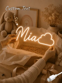 Custom Cloud-Shaped Name Neon Sign With Warm LED Lights, Suitable For Nurseries And Bedrooms, USB Powered, An Ideal Decoration For Baby Rooms - Multicolor - View 4