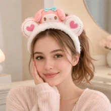 MINISO Sanrio My Melody 1入 粉色絨毛 SPA 髮帶 可愛柔軟洗臉化妝髮圈 護膚美容日常用 - 白色 - 查看 2