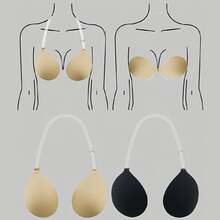 1pc Seamless Supportive Camisole Bra, Backless Strapless Sticky Bra Invisible Suitable For Camisole And Backless Dresses, For Women And Brides, Round Padded Invisible Bra Seamless Padded Lift Bra Accessory, Women's Lingerie Bra Accessory - Multicolor - View 4