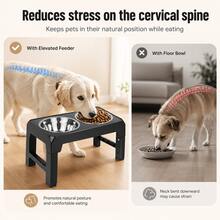Adjustable Raised Pet Bowl, Stainless Steel Dog/Cat Food Water Feeder With Neck Protection - 1L - View 4
