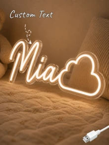 Custom Cloud-Shaped Name Neon Sign With Warm LED Lights, Suitable For Nurseries And Bedrooms, USB Powered, An Ideal Decoration For Baby Rooms - Multicolor - View 1
