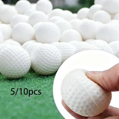 5 ชิ้น ลูกกอล์ฟฟองน้ำ PU สีขาว ยืดหยุ่น สำหรับฝึกซ้อมในร่มและกลางแจ้ง