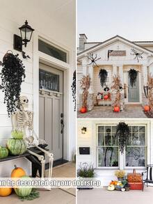 1/3 piezas Flores negras artificiales colgantes para decoración de Halloween, flores negras colgantes artificiales, plantas colgantes falsas de plástico resistente a los rayos UV, enredaderas de hiedra verde para decoración de Halloween, decoración gótica para el hogar, porche, pared, jardín y fiesta de Halloween - Adornos florales colgantes negros - Ver 4