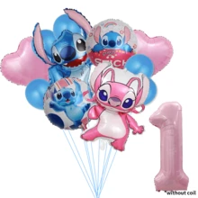 Authorized Cartoon Stitch Blue Big Ear Alien Cute Space Creature Blue & Pink Theme Birthday Party Balloon Decoration Set, Includes 32-Inch (1-9) Pink Number Foil Balloons, Foil Balloons, Large Cool Jumping Shape Foil Balloons, Suitable For Birthday Party Decoration Theme Party Supplies Decoration Balloon Set - View 19