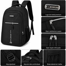 Men's And Women's Laptop Backpack Waterproof, Resistant, Reinforced, New Model 2024 - Black - View 5