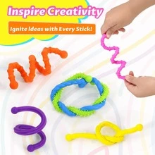 1/3/6pcs Flexible Sensory Fidget Sticks For Kids, Sensory Fidget Toys For Stress Anxiety Autistic ADHD,Calm Down Travel Airplane Essentials Toys,Stuffers Gifts For Teens Boys Girls - Multicolor - View 3