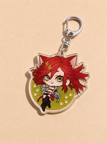 1/5pcs GACHIAKUTA Anime Character Acrylic Keychain, Cat Zanka Nijiku/Rudo/Enjin/Riyo/Jabber Japanese Text Bag Charm, Cute Keychain Accessory - Style B - View 8