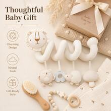 1pc Baby Soothing Soft Fabric Hanging Toy Spiral Pendant, Can Be Hung In Baby Room And Stroller, Suitable For Newborn Gift, Full Moon Gift, Birthday Gift - Beige Lion - View 7
