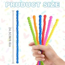 1/3/6pcs Flexible Sensory Fidget Sticks For Kids, Sensory Fidget Toys For Stress Anxiety Autistic ADHD,Calm Down Travel Airplane Essentials Toys,Stuffers Gifts For Teens Boys Girls - Multicolor - View 12