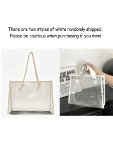 Colorful Shoulder Bag Tote, Transparent Laser Tote Bag, Fashion PVC Transparent Bag, Large Capacity Beach Tote, Laser Shoulder Tote Bag, Reusable Transparent Shopping Bag, Portable Travel And Beach Bag, Perfect For Beach, Travel, Vacation, Swimming, Fitness, Cruise, Shopping, Commuting - Multicolor - View 12