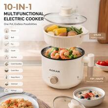 AORAN Multifunction Mini Electric Cooker With Steamer, Portable Nonstick Hot Pot With Glass Lid, Fast Heating Dual Temp Control, Small Personal Cooking Pot For Ramen, Soup, Eggs & Breakfast, Compact Kitchen Appliance For Dorm, - US A Type Plug(110-127V) - View 2