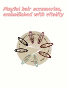8/4pcs New Minimalist Oval Polka Dot Hair Clips, Basic Side Bangs Clips, Casual Solid Color Hair Accessories, Summer, Vacation, Travel Claw Clips - Multicolor - View 13