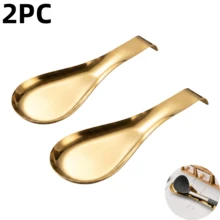 1-5 piezas Reposacucharas con forma de pez de acero inoxidable dorado, soporte anti-óxido para utensilios para el hogar & restaurante - Dorado - Ver 14