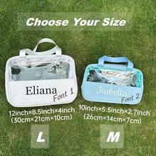 Personalized Clear Makeup Bag, Custom Name PVC Cosmetic Bag, Waterproof Travel Toiletry Bag, Beach Bag, Bridesmaid Gift, Gift For Her Custom Pool Bag - Multicolor - View 8