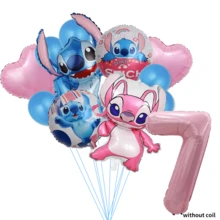 Authorized Cartoon Stitch Blue Big Ear Alien Cute Space Creature Blue & Pink Theme Birthday Party Balloon Decoration Set, Includes 32-Inch (1-9) Pink Number Foil Balloons, Foil Balloons, Large Cool Jumping Shape Foil Balloons, Suitable For Birthday Party Decoration Theme Party Supplies Decoration Balloon Set - View 17