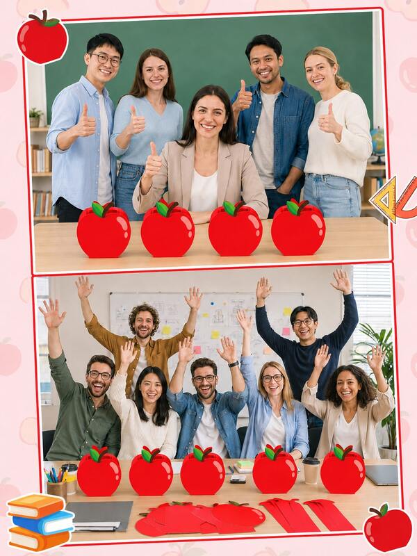 24pcs Red Apple Shaped Gift Boxes, Paper Candy Favor Boxes, Back To School Classroom Party Supplies, Teacher Appreciation Event Gifts, School Theme Birthday Decorations, Dessert Table Packaging, Large Capacity Party Gift Containers