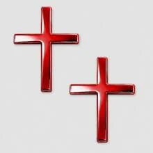 2pcs/1pc 3D Metal Christian Cross Emblem Sticker, Self-Adhesive Jesus Christ Car Badge Decal For Trunk, Tailgate, Side Fender & Rear Exterior Decor, Faith-Inspired Auto Styling Accessory - 2 Pcs (Red) - 查看 8