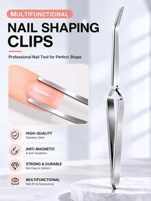 LIMEGIRL Multifunctional Nail Shaping Clamp Tool, Nail Shaping Clamp - Professional Nail Glue Tool - Reusable Nail Shaping Clamp - Nail Tool - Silver - View 2