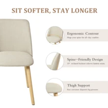 Goeurvant Silla de Comedor Ergonómica Moderna con Respaldo Curvo - Juego de 2 piezas / 4 piezas / 6 piezas - Beis - Ver 4