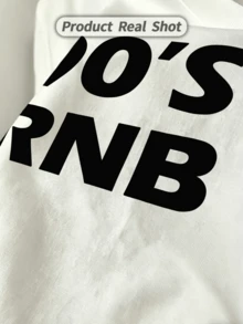 Herren Sommer Lässig weiches Rundhals Kurzarm-Shirt, Schwarz 90er Jahre RNB Musik Muster Grafik geeignet für Frühling und Sommer Tragen. - Weiss - Übersicht 3