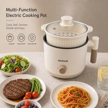 AORAN Multifunction Mini Electric Cooker With Steamer, Portable Nonstick Hot Pot With Glass Lid, Fast Heating Dual Temp Control, Small Personal Cooking Pot For Ramen, Soup, Eggs & Breakfast, Compact Kitchen Appliance For Dorm, - US A Type Plug(110-127V) - View 1