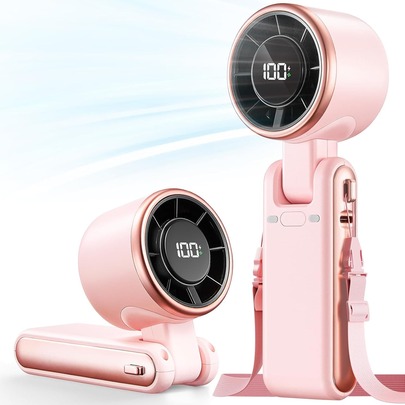 Portable Handheld Turbo Fan - 5-Speed High, 5000mAh Rechargeable Mini Personal Handheld Fan Blowing Cool Air, Battery Powered, Travel Essential, Beach Vacation, Gift For Women And Men (Green, Pink, Beige)