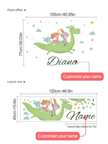 Stiker Dinding Penjinak Naga, Dekorasi Kamar Anak, Hadiah Kembali ke Sekolah, Hadiah Ulang Tahun, 40*120cm - MultiWarna - View 6