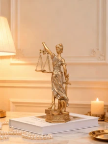 Lady Justice Statue, Single Gold-Finish Themis Figurine With Scales, Sword And Blindfold, Legal Office Desk Decor For Law Firm, Home Study, Bookshelf, Courtroom And Gift For Lawyers And Law Students - 1PC - View 3