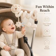 1pc Baby Soothing Soft Fabric Hanging Toy Spiral Pendant, Can Be Hung In Baby Room And Stroller, Suitable For Newborn Gift, Full Moon Gift, Birthday Gift - Beige Lion - View 5