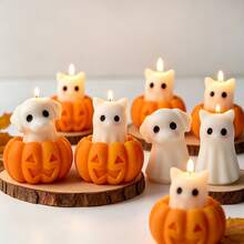 6pcs Halloween Ghost Pumpkin Silicone Mold, 3D DIY Candle Soap Resin Chocolate Mold, Reusable Craft Mold For Halloween Party Decor - Multicolor - View 4