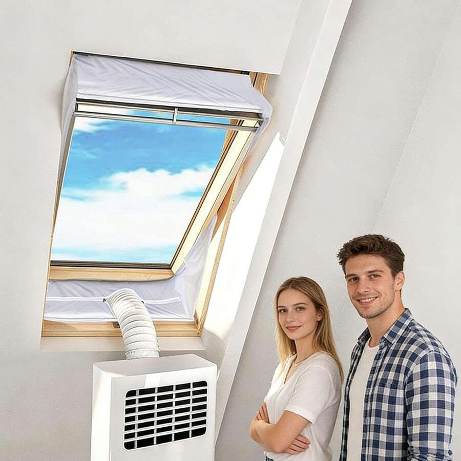 New Portable Air Conditioner Window Sealing Kit (Suitable For Swing Windows), AC Housing, Heat Air Stop Air Replacement Guard, With Zipper And Adhesive Fasteners, Can Be Used With A Dryer To Maintain Coolness - White - View 1