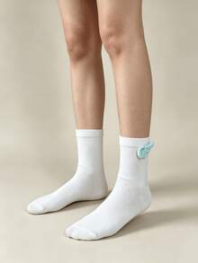 1/5 Pairs Summer Thin Minimalist 3D Wing Design Mid-Calf Socks - Multicolor - View 15